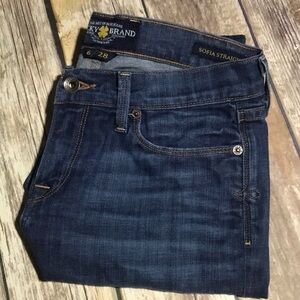 Lucky Brand Jeans Sofia Straight Leg‎ 6 28 x 32 Classic Low Rise Dark Wash
